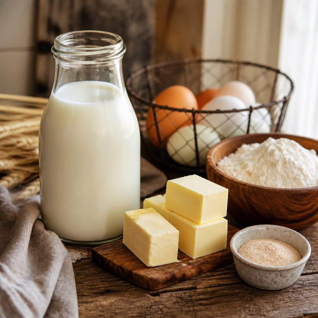 Milk bottle and butter