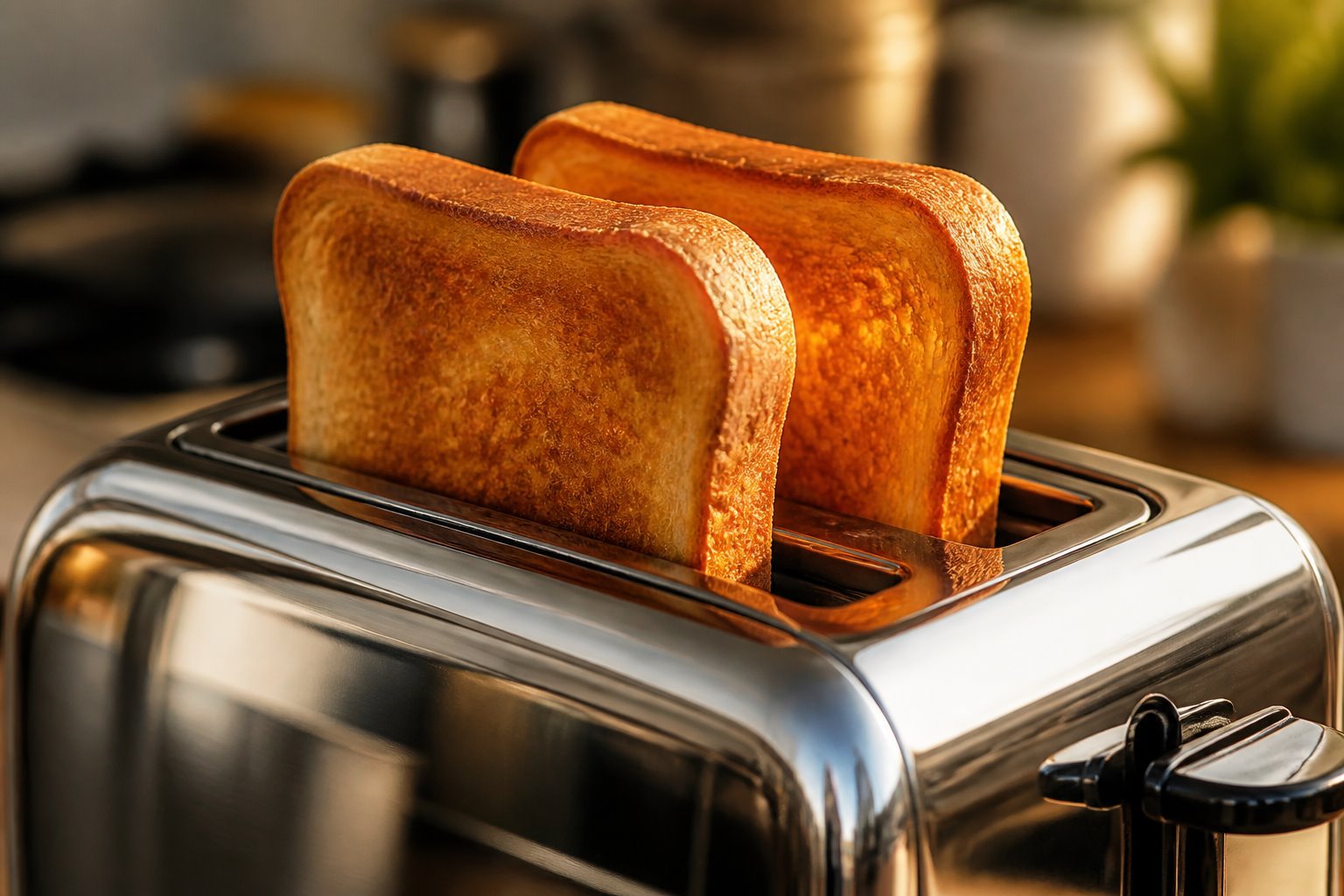 Toast popping from a chrome toaster